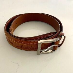 Top Grain Leather Women’s Belt Size 36 Brown Stitched Western Chic Boho Chic